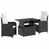 vidaXL Juego de comedor para exteriores con coj&iacute;n 3 pcs Negro y Crema