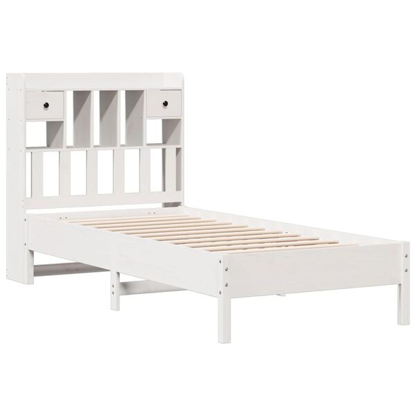 vidaXL Cama con estanter&iacute;a sin colch&oacute;n madera maciza de pino 90x190 cm