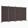 vidaXL Biombo divisor de 4 paneles de tela marr&oacute;n 346x180 cm
