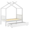 vidaXL Estructura de cama ni&ntilde;os y caj&oacute;n madera maciza blanca 70x140 cm