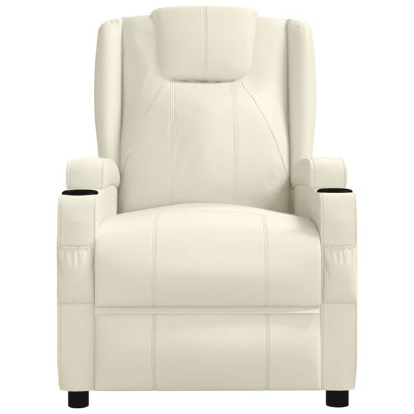 vidaXL Sill&oacute;n reclinable de cuero sint&eacute;tico blanco crema