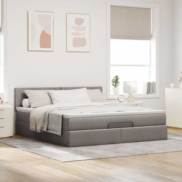 vidaXL Estructura de cama otomana colch&oacute;n tela gris pardo 160x200cm