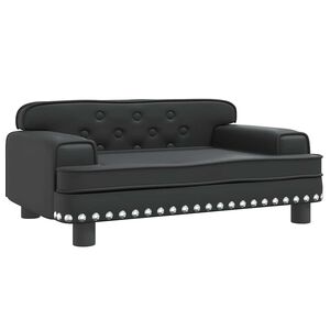 vidaXL Cama para perros de cuero sint&eacute;tico negra 70x45x30 cm