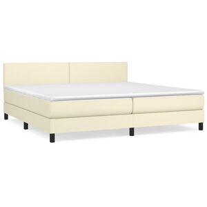 vidaXL Cama box spring con colch&oacute;n cuero sint&eacute;tico crema 200x200 cm