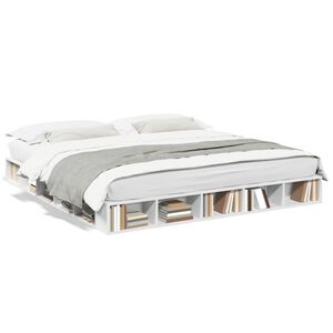 vidaXL Estructura de cama madera de ingenier&iacute;a blanca 180x200 cm