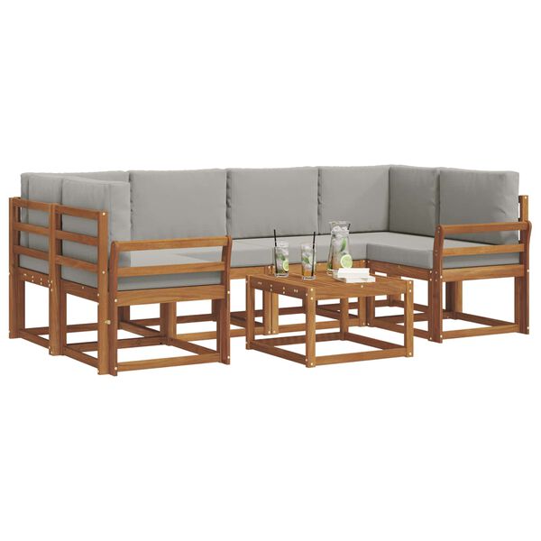vidaXL Conjunto de sof&aacute;s de exterior 7 pcs Gris Natural y Claro