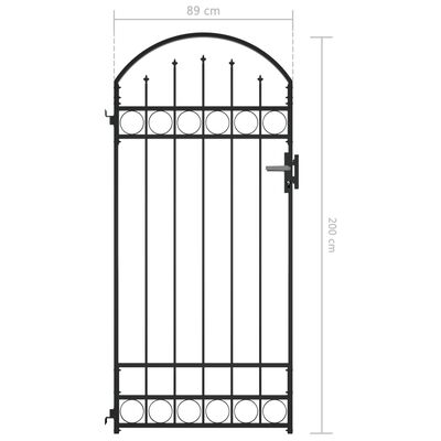 vidaXL Puerta de jardín con arco de acero negro 89x200 cm