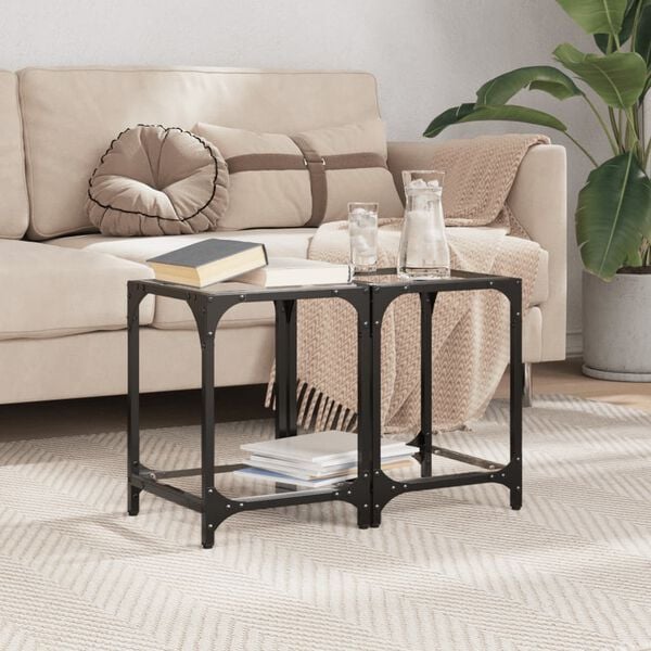 vidaXL Mesa de centro superficie vidrio transparente acero 30x30x40 cm