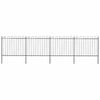 vidaXL Valla de jard&iacute;n con aro superior de acero 671x150 cm negra