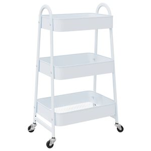 vidaXL Carrito de almacenaje 3 niveles acero blanco 42x41,5x77 cm