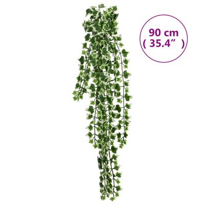 vidaXL Plantas artificiales colgantes 12 uds verde y blanco 90 cm
