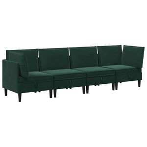 vidaXL Juego de muebles de sal&oacute;n 4 uds. Verde oscuro Terciopelo