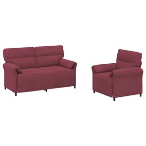 vidaXL Juego de Sof&aacute; 2 uds. Rojo vino Tela