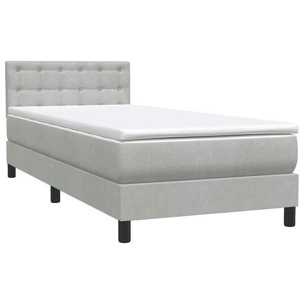 vidaXL Cama box spring con colch&oacute;n terciopelo gris claro 80x220 cm