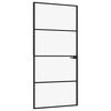 vidaXL Puerta de interior vidrio templado y aluminio negro 93x201,5 cm