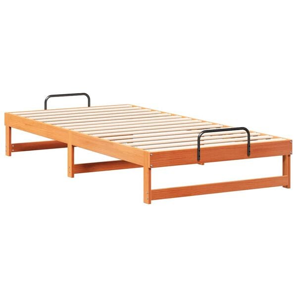 vidaXL Estructura de cama Marrón 100 x 210 cm Madera de pino macizo