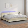 vidaXL Cama box spring colch&oacute;n y LED cuero sint&eacute;tico crema 200x200 cm