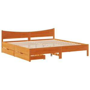 vidaXL Estructura cama con cajones madera pino marr&oacute;n cera 200x200 cm