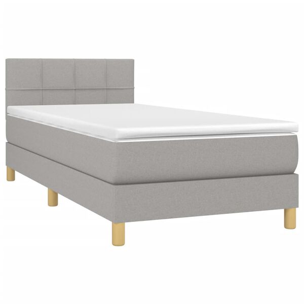 vidaXL Cama box spring con colch&oacute;n tela y LED gris claro 80x200 cm