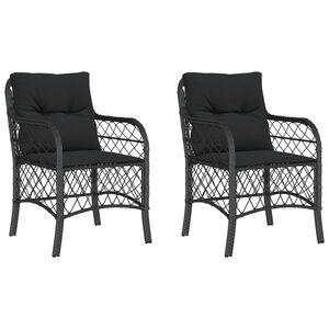 vidaXL Sillones de jard&iacute;n con cojines 2 uds rat&aacute;n sint&eacute;tico negro