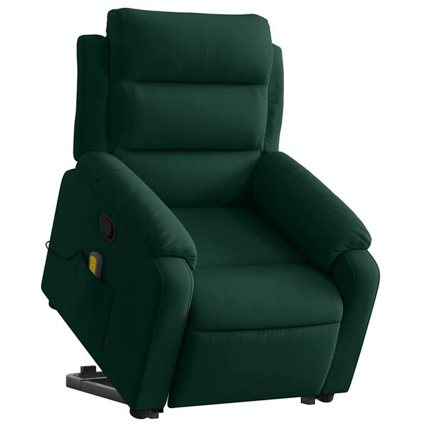 vidaXL Sill&oacute;n reclinable elevable terciopelo verde oscuro