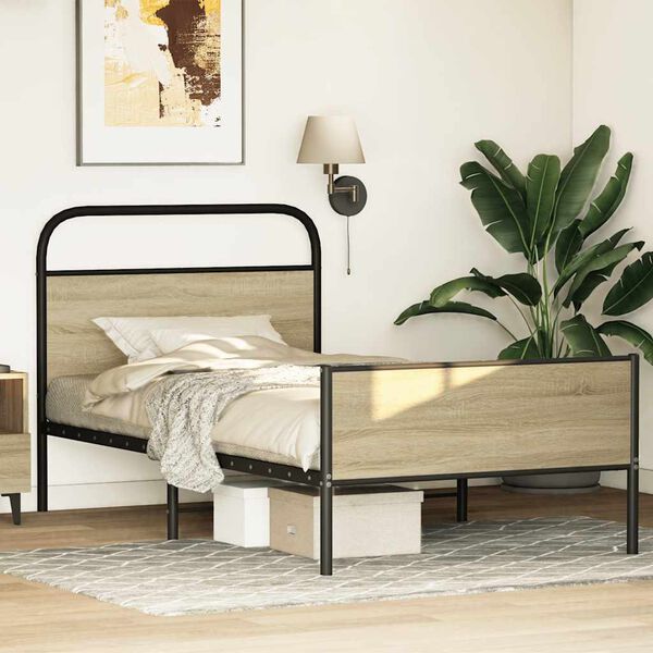 vidaXL Estructura de cama sin colchón 100x200 cm madera roble Sonoma
