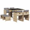 vidaXL Set comedor de jard&iacute;n 9 pzas con cojines rat&aacute;n sint&eacute;tico beige