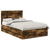 vidaXL Estructura de cama Roble ahumado 135 x 190 cm Madera Ingenieril