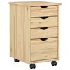 vidaXL Gabinete rodante con rueda Marr&oacute;n 34 x 39 x 56 cm Pino macizo