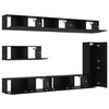 vidaXL Conjunto de mueble de TV 7 pcs Roble Negro Madera de ingenier&iacute;a