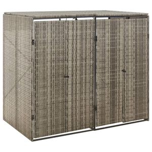 vidaXL Cobertizo para 2 contenedores basura rat&aacute;n PE gris 140x80x117cm
