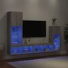 vidaXL Muebles TV pared con LED 4 pzas madera ingenier&iacute;a gris Sonoma