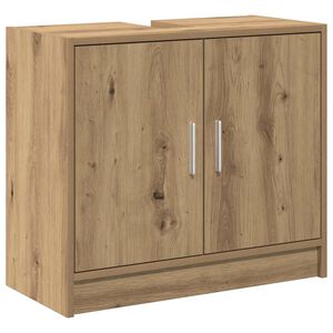 vidaXL Gabinete de Ba&ntilde;o con puerta Roble artesanal 63 x 29 x 55 cm