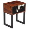 vidaXL Mesita noche madera maciza acacia cuero aut&eacute;ntico 40x30x50 cm
