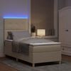 vidaXL Cama Box Spring LED con colch&oacute;n Crema 80 x 200 cm tela