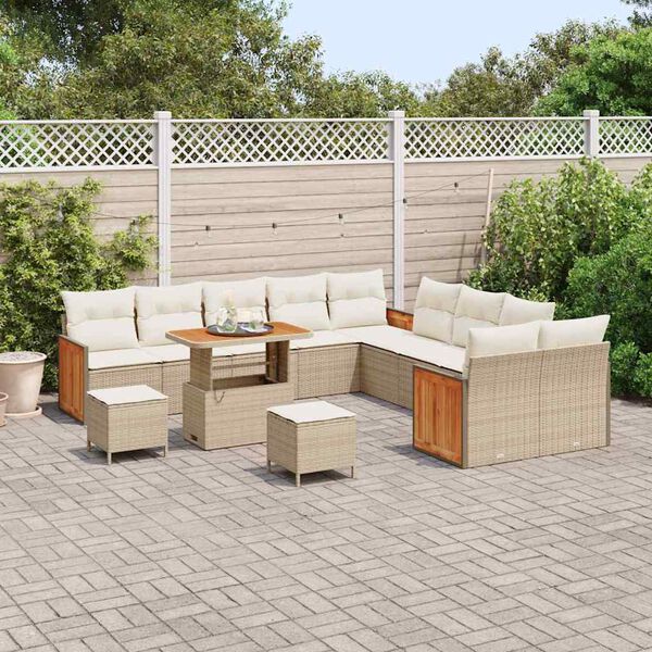 vidaXL Conjunto de sof&aacute;s de jard&iacute;n con coj&iacute;n 13 pcs Beige y Crema