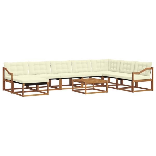 vidaXL Conjunto de sof&aacute;s de exterior con coj&iacute;n 9 pcs Natural y Crema