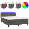 vidaXL Cama box spring colch&oacute;n y LED terciopelo gris oscuro 140x200 cm