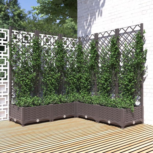 vidaXL Jardinera con enrejado PP marrón 120x120x121,5 cm