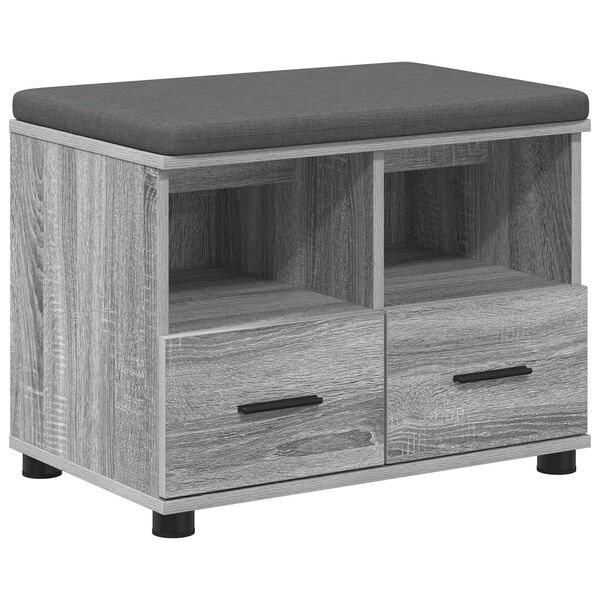 vidaXL Banco de entrada con coj&iacute;n Gris Sonoma 60 x 38 x 46 cm