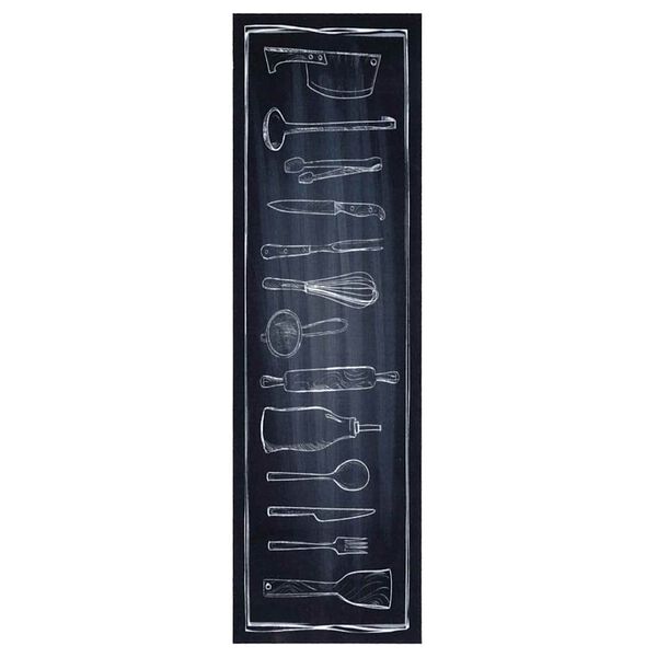 vidaXL Alfombra de cocina Negro 150 x 45 cm Terciopelo