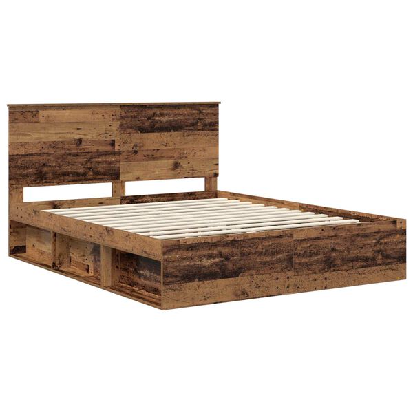 vidaXL Estructura de cama con cabecera Madera vieja 160 x 200 cm