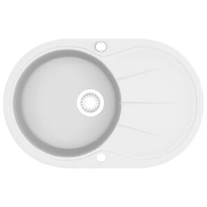 vidaXL Fregadero de cocina de granito con un seno ovalado blanco