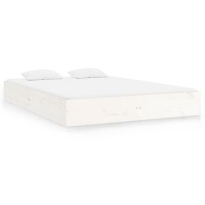 vidaXL Estructura de cama sin colch&oacute;n madera maciza blanco 120x200 cm