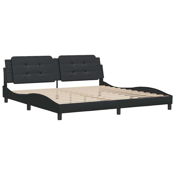 vidaXL Estructura de cama sin colch&oacute;n Zadar cuero sint&eacute;tico negro 200x200 cm