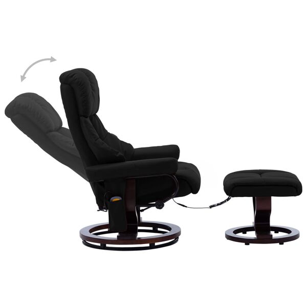 vidaXL Sill&oacute;n reclinable masaje cuero sint&eacute;tico madera curvada negro