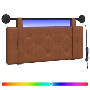 vidaXL Cabecero colgante Con luz LED Marr&oacute;n PU antiguo