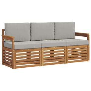 vidaXL Juegos de sof&aacute;s con coj&iacute;n 3 pcs Gris Natural y Claro