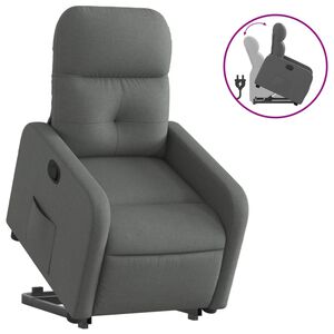 vidaXL Sill&oacute;n reclinable elevable de tela gris oscuro