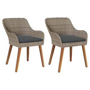 vidaXL Silla de Jard&iacute;n 2 pcs Negro 62.5 x 55 x 82 cm rat&aacute;n sint&eacute;tico